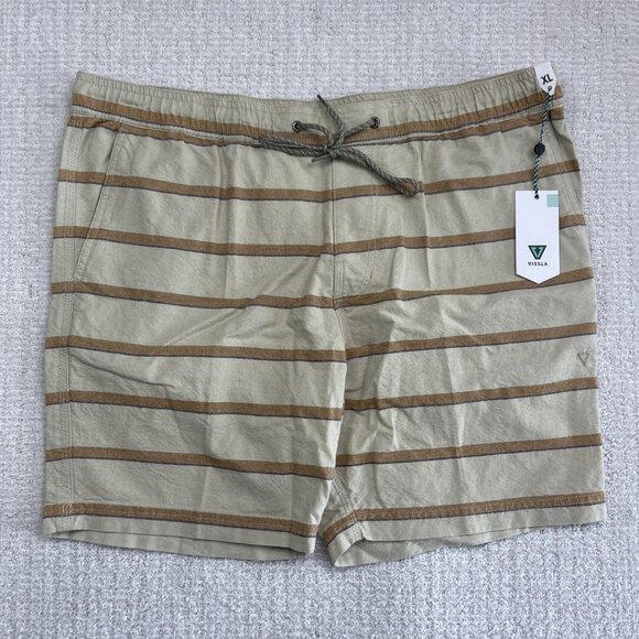 NWT Vissla Board Shorts Mens XL Mixer 17.5 Lined Tan Elastic Waist Beach Surf - Picture 1 of 12